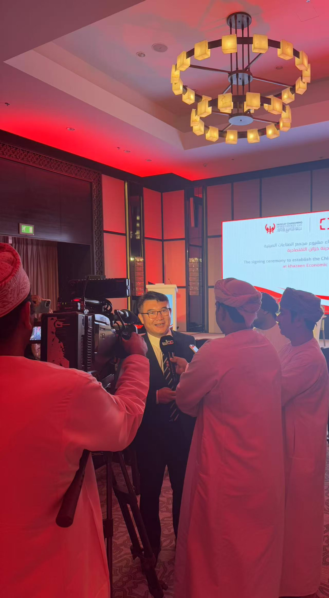 Press interview at a corporate event